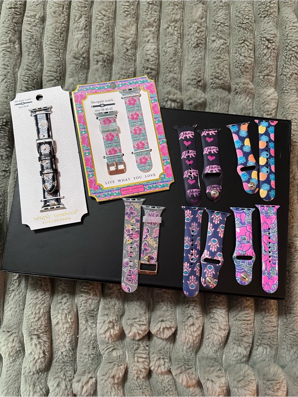 Simply Southern apple Silicone Watch Bands in Pink, Blue & Purple Prints